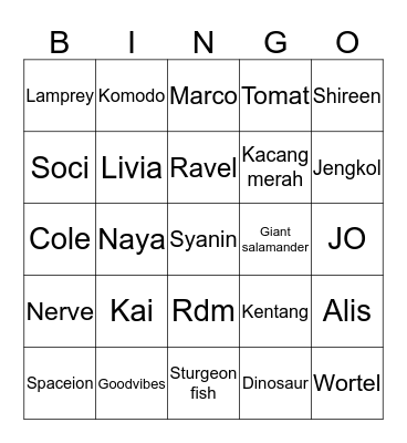 DINDAYRM  Bingo Card