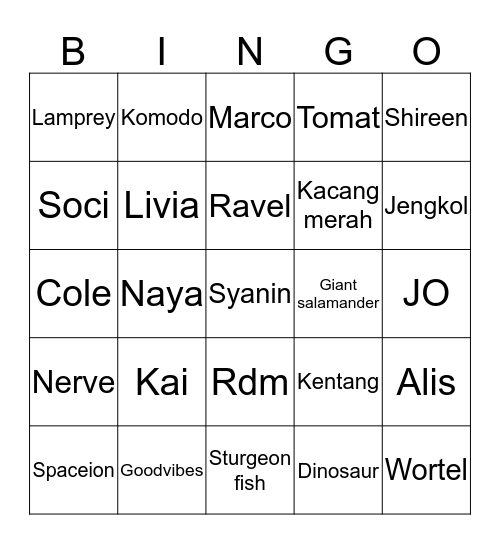 DINDAYRM  Bingo Card