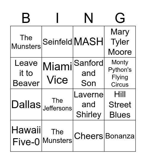 RADIO BINGO at the MEADOWS Bingo Card