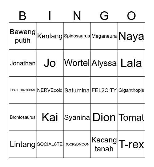 NESYA Bingo Card