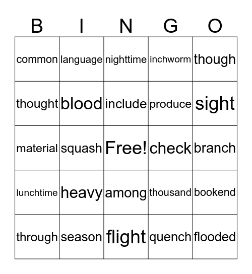 Lily's Bingo Card