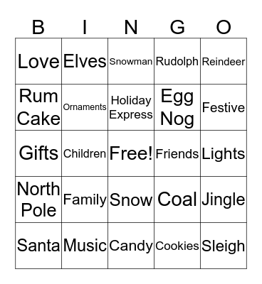 Merry Christmas Bingo Card