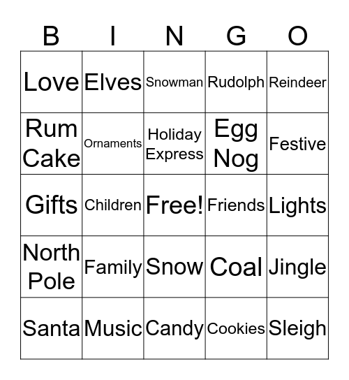 Merry Christmas Bingo Card