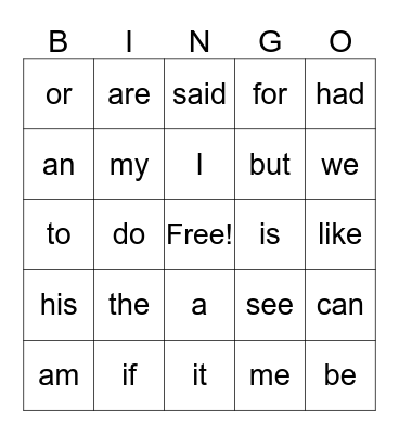 BINGO: Kindergarten the-it (December 24 words) Bingo Card