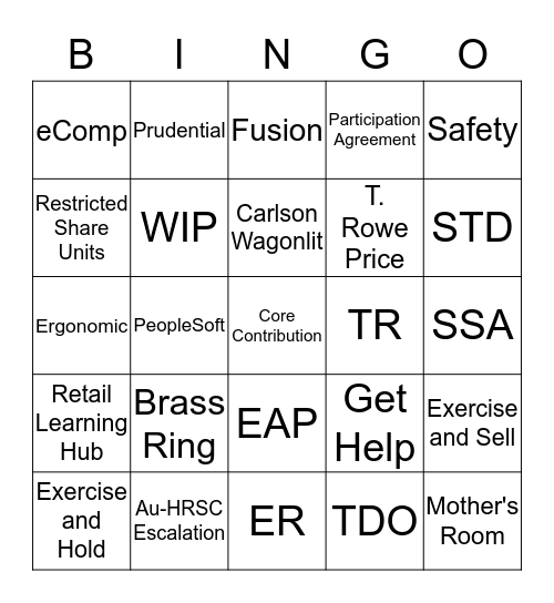 Legendary Academy Bingo Card