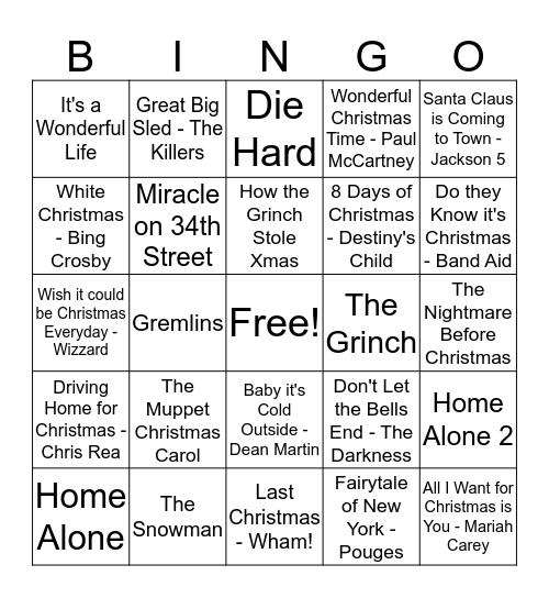 Wood Christmas Bingo Card