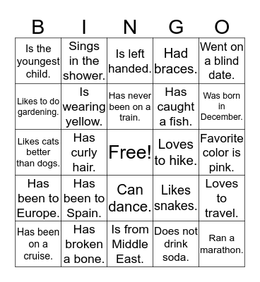 Get-To-Know-You Cook-Out Bingo Card