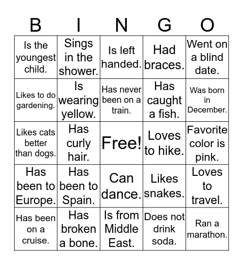 Get-To-Know-You Cook-Out Bingo Card