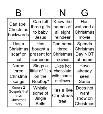 Christmas Bingo Card