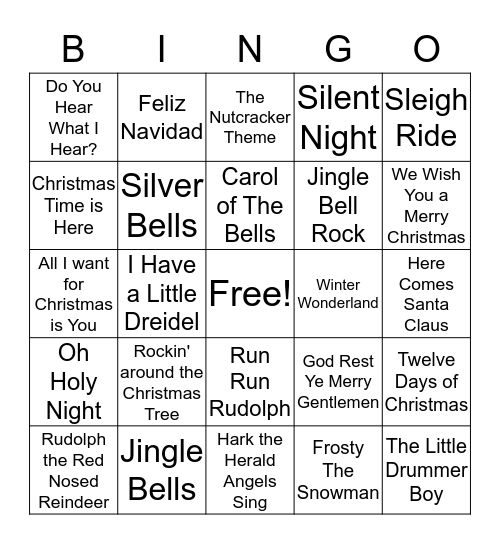 Winter Holiday SINGO! Bingo Card