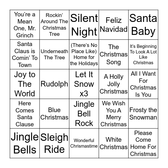 Christmas Bingo Card