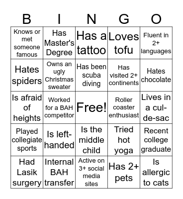 PBS Icebreaker Bingo Card