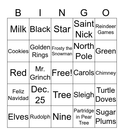 Holiday BINGO Card