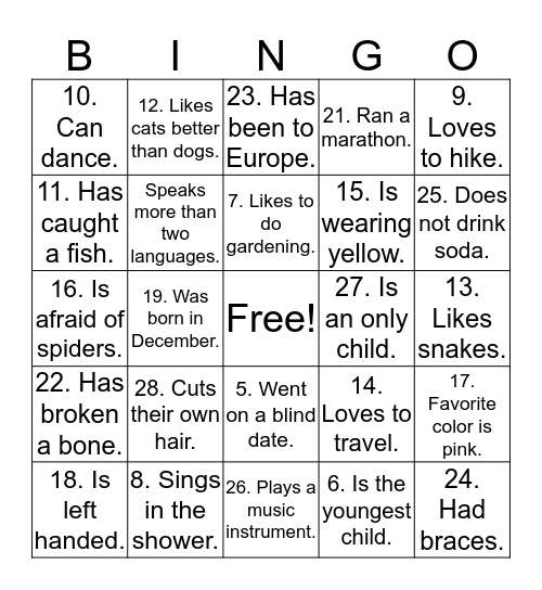Get-To-Know-You Cook-Out? Bingo Card
