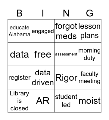 Faculty Christmas  Bingo Card