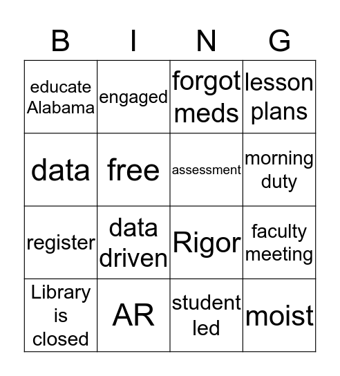 Faculty Christmas  Bingo Card