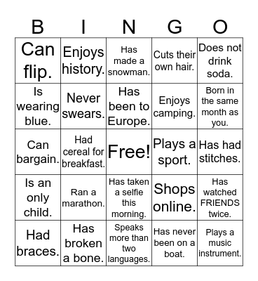 Get-To-Know-You Cook-Out? Bingo Card