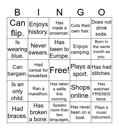 Get-To-Know-You Cook-Out? Bingo Card