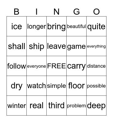 Dolch list Q Bingo Card