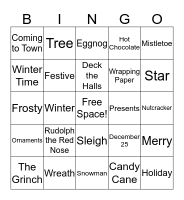 Holiday Bingo Card