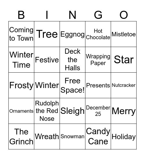 Holiday Bingo Card