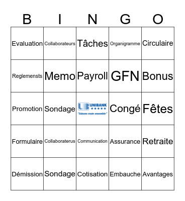 UNIBANK - RESSOURCES HUMAINES  BINGO Card