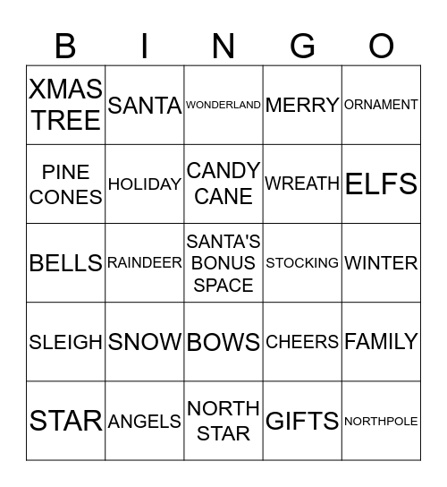 **** CHRISTMAS BINGO **** Bingo Card