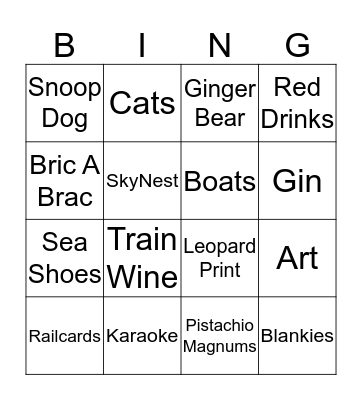 A M B I N G O Bingo Card
