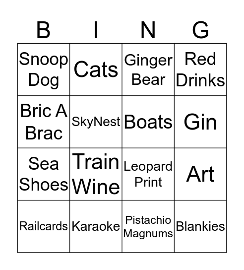 A M B I N G O Bingo Card