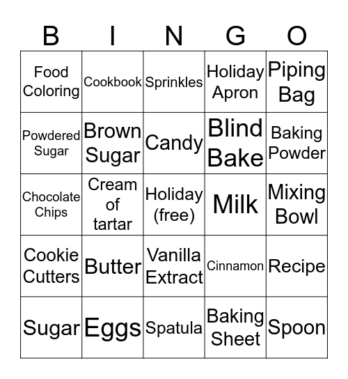 Beautiful Bakers Bingo Card