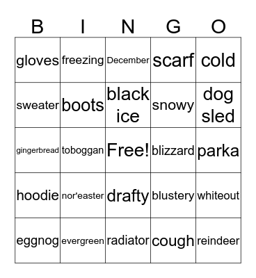 Winter Wonderland Bingo Card