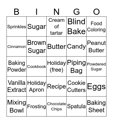Beautiful Bakers Bingo Card