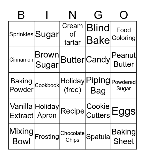 Beautiful Bakers Bingo Card