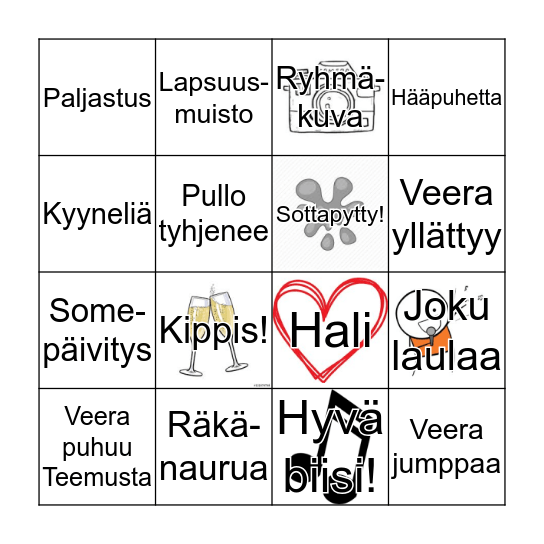 Veeran polttaribingo! Bingo Card