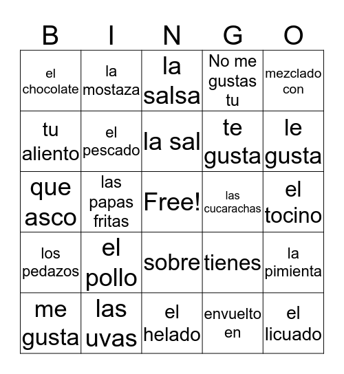 ¡Qué Asco! Bingo Card