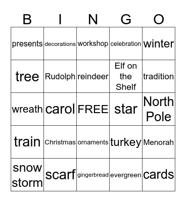 Holiday Bingo Card