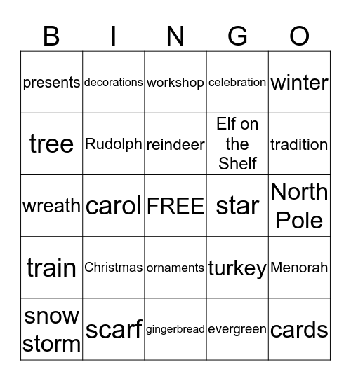 Holiday Bingo Card