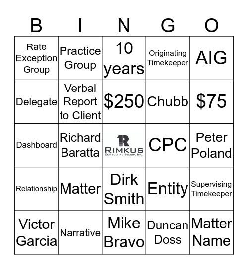 Rimkus Consulting Group Bingo Card