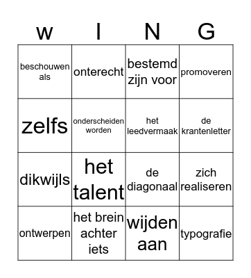 De man achter de letters Bingo Card