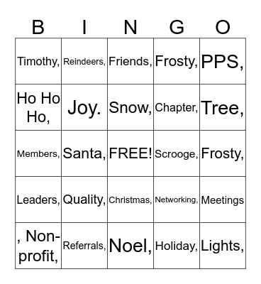 Christmas Social  Bingo Card