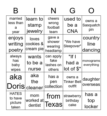 Do You Know Your Team? Bingo Card
