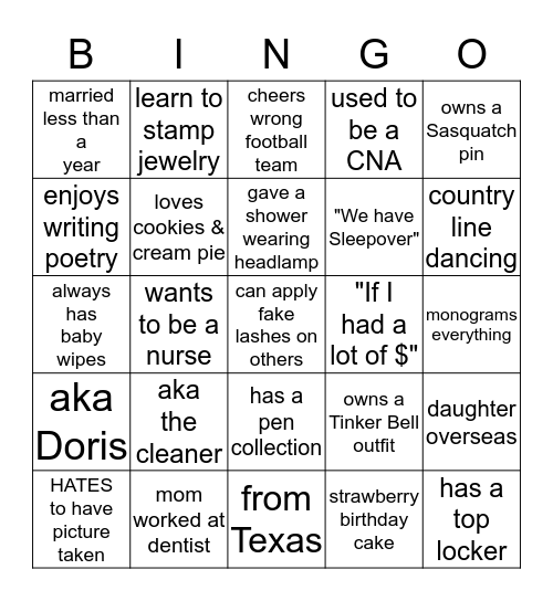Do You Know Your Team? Bingo Card