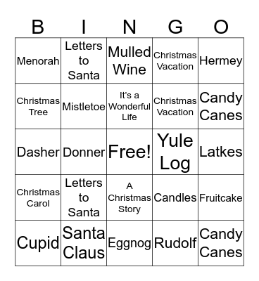 Holiday Bingo Card