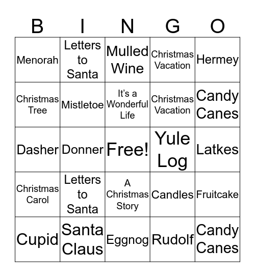 Holiday Bingo Card