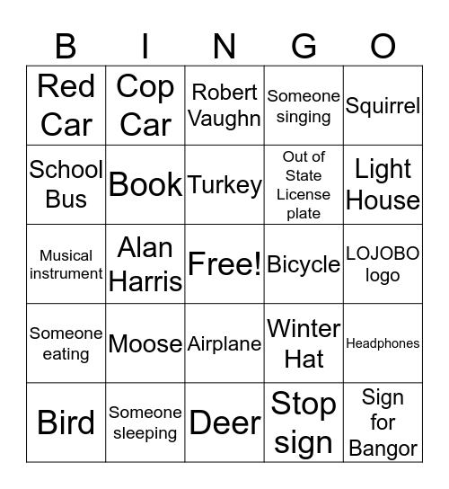 LOJOBO BANGOR ADVENTURE Bingo Card