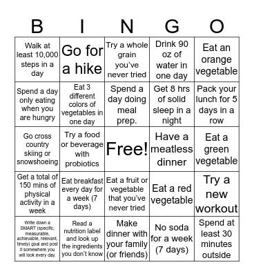 CHAS Wellness Bingo Card