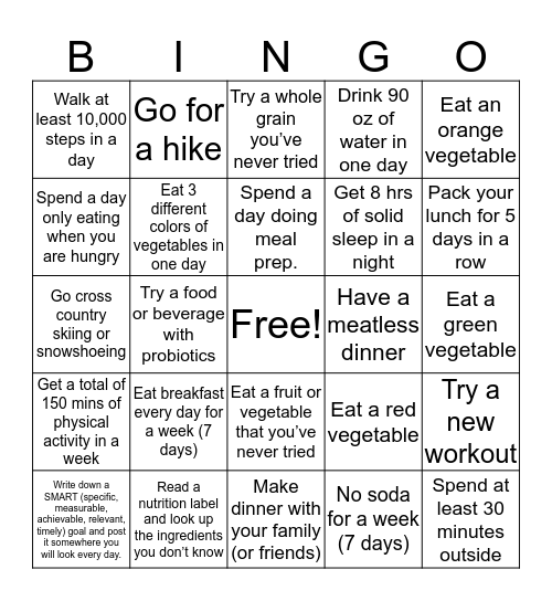 CHAS Wellness Bingo Card