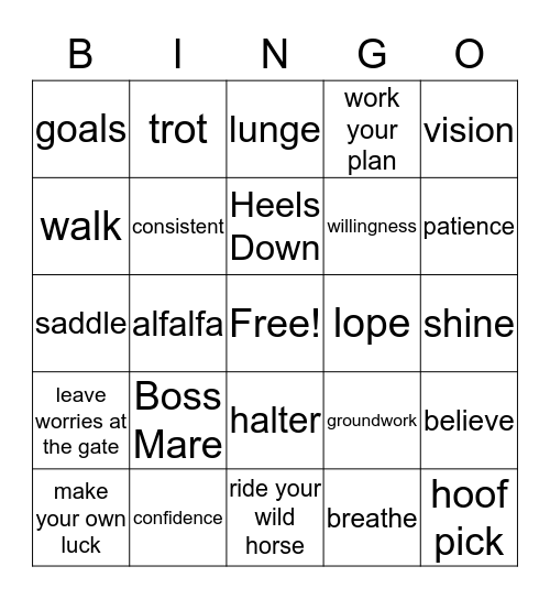 HorseGirl Bingo Card