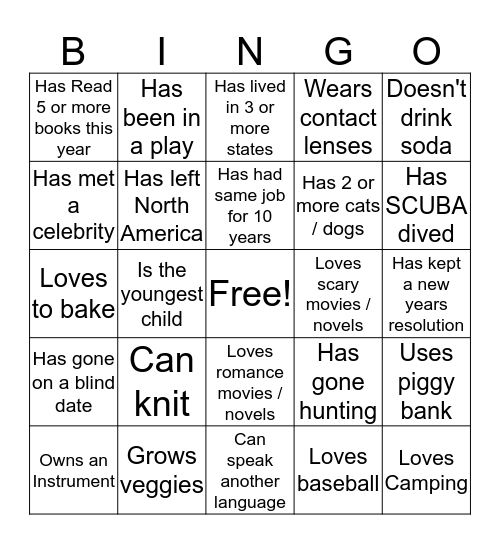 Catlin People Bingo Card