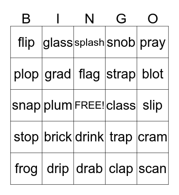 Letter Blends Bingo Card